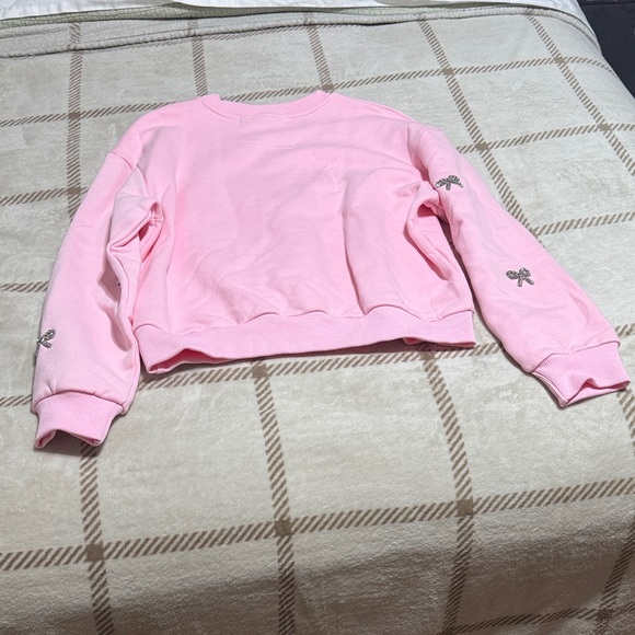 NWOT Tied Up Matter Pink Beaded Bow Sweatshirt - Picture 2 of 3